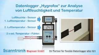 Datenlogger  Hygrofox für LuftfeuchteTemperatur und Oberflächenfühler [upl. by Souza]