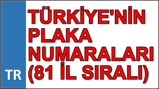 Türkiyenin Plaka Numaraları  81 il Sıralı Liste [upl. by Eciralc]