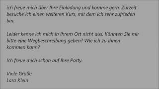 Deutsche Brief A1 A2 B1 Prüfung 31 Einladungsbrief [upl. by Collete866]