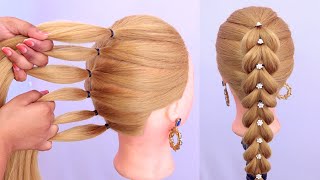 Elegant ponytail hairstyle for long hair  party wear ponytail hair style  simple hairstyle [upl. by Merrielle939]