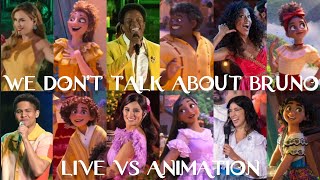 Encanto  We Dont Talk About Bruno  Live Vs Animation  Side By Side Comparison [upl. by Knox88]