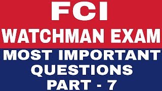 FCI WATCHMAN EXAM GK QUESTION IN HINDI  PART  7 [upl. by Huoh]