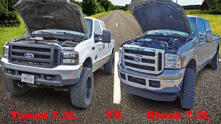 Tuned 73L vs Stock 73L Powerstroke [upl. by Ahsennod]