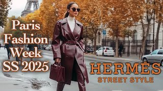 Hermès PARIS FASHION WEEK 2025 STREET STYLE Unique Parisian style Fashion VLOG from Paris [upl. by Ailedroc]