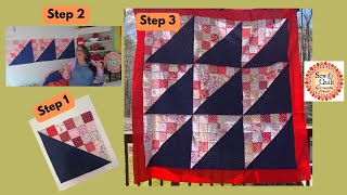 4th of July Quilt  Half Square Triangle Quilt Easy Quilt TopSewing Half Square Triangles Together [upl. by Reynard]