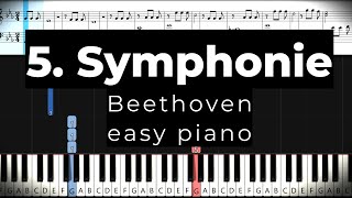 5 Symphonie  Beethoven MIT NOTEN ♥ EASY Piano Klavier lernen Tutorial SLOW ♫ Felicitas Falke ♫ [upl. by Iolande]