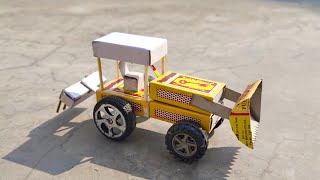 How To Make Bulldozer Tractor  Machis Ka Backhoe  Matchbox Jcb Tractor  Gadi Kaise Banate Hain [upl. by Lizzie363]