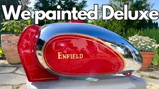 Royal Enfield Deluxe model painted in solid passion red [upl. by Bagley]