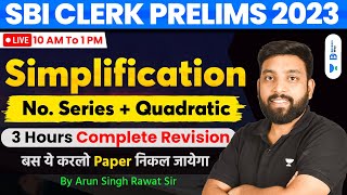 SBI Clerk Pre 2023  Simplification  Number Series  Quadratic Equations  Arun [upl. by Nunnery450]