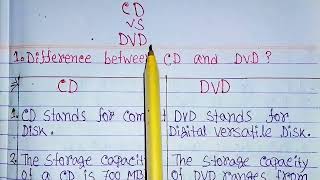 difference between CD and DVD in hindiCD vs DVDCDDVDsecondary memorycompact discDVD vs CD [upl. by Jaret]