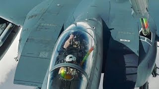 Small Talk During Midair Refuelling KC10 Refuels F15 Eagles [upl. by Ettesoj]