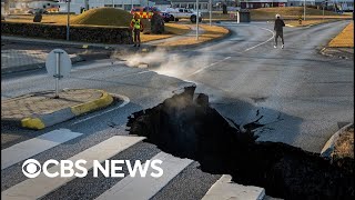 Videos from Iceland show large cracks in roads steam rising after earthquakes [upl. by Latoye]