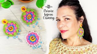 Comment faire une parure de bijoux au crochet avec des granny [upl. by Essinger54]