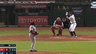 Second baseball comes onto field on RBI hit [upl. by Brawner727]