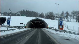 Tunel Zakopianka Lubień kierunek Kraków Zakopane road krakow zakopane 2024 winter snow car [upl. by Tama]