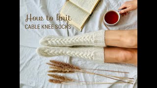 How to Knit Cable Knee Socks on Magic Loop  Tutorial by CozySocksStore [upl. by Notsirb]