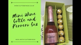 Ferrero 72 How to make a gift box for 6 Ferrero and a mini wine bottle by Flutterbyheidi [upl. by Nonnag165]