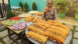 BIG SUBWAY SANDWICH MAKING 🥖🥖🥖 Paneer Tikka Sandwich Recipe  Street Food  Veg Village Food [upl. by Moyna]