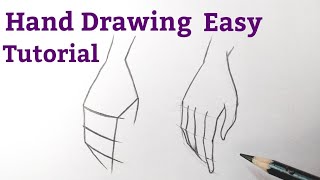 How to draw handhands easy for beginners Hand drawing easy step by step tutorial with pencil [upl. by Adnah]