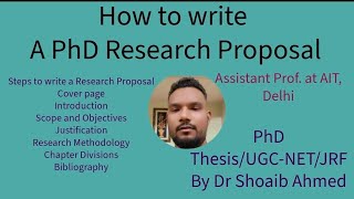 RESEARCH PROPOSAL FOR PhD RegistrationSubmissionBest Format UGCNETJRFPhD by Dr Shoaib Ahmed [upl. by Brannon]