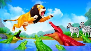 Lion King vs Crocodile  Wild Animals Rescue Mission  Zebra Elephant Mammoth Tiger Hippo Cartoons [upl. by Georgeta67]