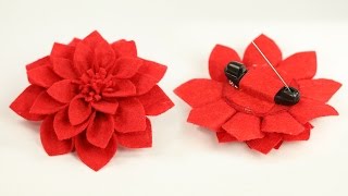 DIY Crafts  Felt Flower Brooch Pin Step by Step Tutorial [upl. by Dymphia]