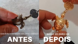 JOALHERIA TRANSFORMANDO LIXO EM JÓIA BANHO DE OURO EM CHAVEIRO [upl. by Adekahs969]