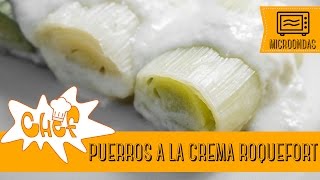 PUERROS A LA CREMA ROQUEFORT  Recetas de Microondas [upl. by Gefen]