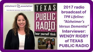 AA  TPR Radio Interview  Alzheimers vs Dementia 2017 [upl. by Clementis101]