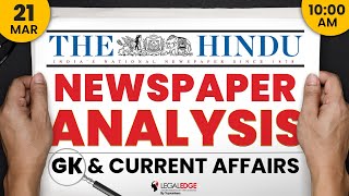 The HINDU for CLAT 2025 21st March  Current Affairs for CLAT  Daily Newspaper Analysis [upl. by Ahsiekan]