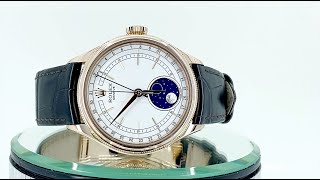 Rolex Cellini Moonphase 50535 White Dial Leather Strap 39mm Watch [upl. by Alhsa466]