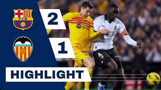 Valencia vs Barcelona  Highlights  Barcelonas 21 Victory at Mestalla [upl. by Rebmaed]