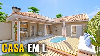 Casa estilo edícula em L │ 1 QUARTO │ COM PLANTA [upl. by Kellia]