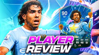 90 UEFA HEROES TEVEZ SBC PLAYER REVIEW  FC 24 Ultimate Team [upl. by Gamber]