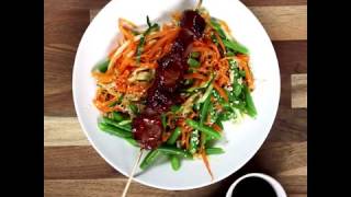 Teriyaki Pork Kebabs with Salad Recipe [upl. by Atisor903]