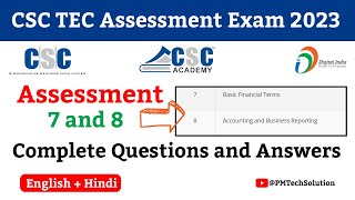 CSC TEC Exam Assessment Questions and Answers 2023  Hindi and English  Assessment 7 and 8 [upl. by Joane]