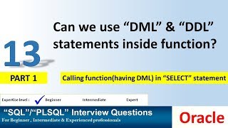 Oracle interview question  Can we use DML and DDL statements inside function [upl. by Torrin]