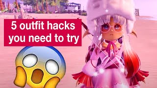 5 NEW AND AMAZING OUTFIT HACKS YOU ABSOLUTELY NEED TO TRY IN ROYALE HIGH royalehigh [upl. by Delila766]