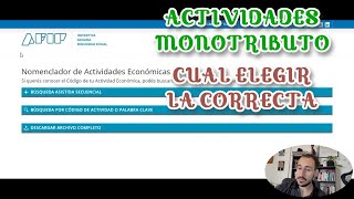 Que ACTIVIDAD elegir en el MONOTRIBUTO cual corresponde Nomenclador de actividades economicas AFIP [upl. by Margreta]