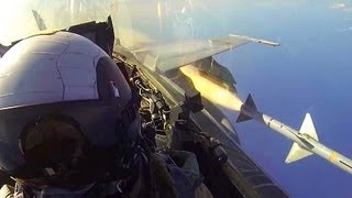 Cockpit View FA18C Hornet Fires AIM7 Sparrow Missile [upl. by Shanda355]