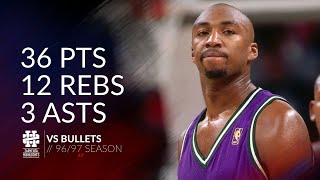 Vin Baker 36 pts 12 rebs 3 asts vs Bullets 9697 season [upl. by Niwled]