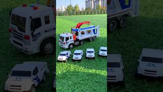 132 OffRoad Police Transporter Trailer  White amp Blue Truck with 4 Cars [upl. by Humphrey282]