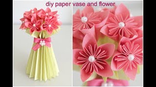 DIY Paper Flower Vase and Flower  Easy DIY  Paper Craft  Inspiration kidzone [upl. by Trygve]