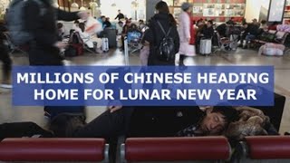 Millions of Chinese heading home for Lunar New Year [upl. by Powers]