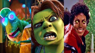 Michael Jackson Thriller and Shrek Thriller and Sing Thriller Comparison [upl. by Maddock]