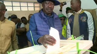 Kenyan elections Raila Odinga casts his vote in Nairobi  AFP [upl. by Erdrich533]