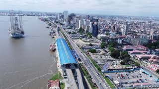 AERIAL 4K DRONE SHOT OF LAGOS BLUE LINE RAIL MARINA TRAINSTATION FREE [upl. by Aluin]