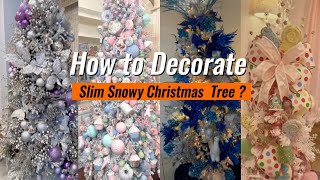 NEW 2024 Christmas Decor  How to decorate slim Flocked Christmas tree  CHRISTMAS 2024 [upl. by Yniatirb842]