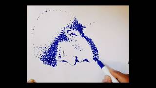 Easy Dot Drawing  Stippled Portrait stipplingart [upl. by Larner]