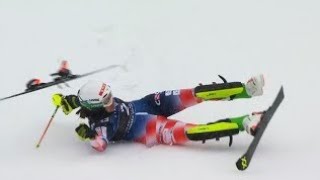 Leona POPOVIC  CRASH VIDEO  Slalom  Kranjska Gora SLO 2024 [upl. by Tawney497]